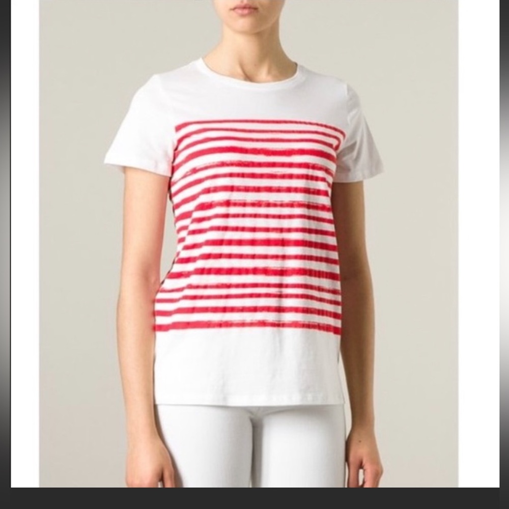 Vince cotton t shirt with red strip design